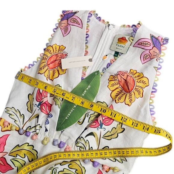 Farm Rio Floral V-Neck Sleeveless Linen Maxi Dress, Boho, Wedding Guest, XS - Picture 6 of 11